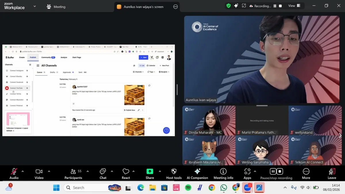 Aurelius Ivan Wijaya leading AI Connect: From Idea to Content workshop — Telkom AI Center Bandung